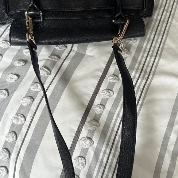 Talbots Black Leather Tassel 2 Ways Turnlock Closure Satchel Shoulder Bag - Picture 6 of 8